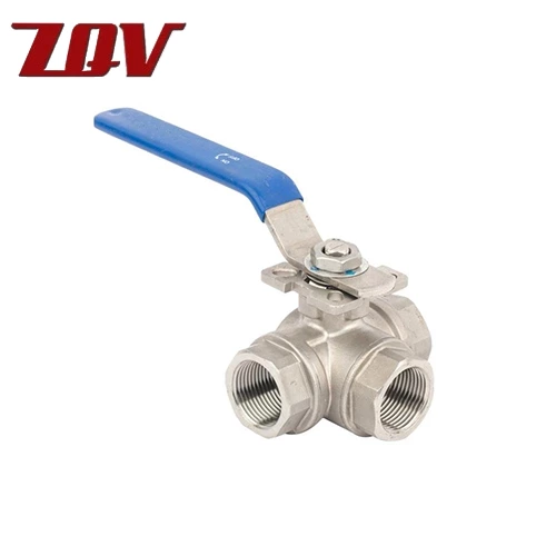 Three Way Threaded Ball Valve
